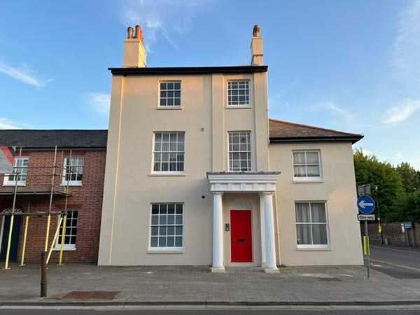 Exterior Painting of Listed Building in Wimborne - Front by Frampton and Sons Painters and Decorators