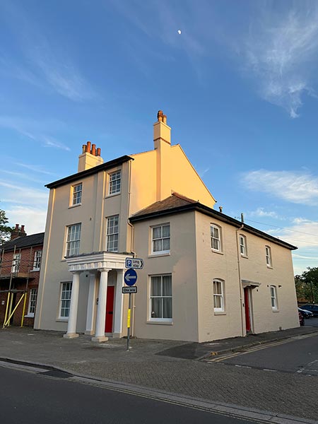 Exterior Painting of Listed Building in Wimborne - Side by Frampton and Sons Painters and Decorators