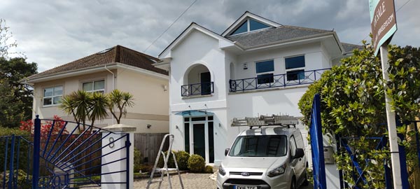 Exterior Painting of House in Sandbanks - Front by Frampton and Sons Painters and Decorators